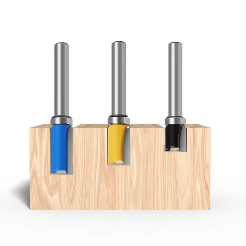 Lizaty 3 Pièces Fraise Defonceuse 8mm, Fraise a Copier Flush Trim Router Bits, Tige Fraise à Affleurer Avec Roulement Supérieur