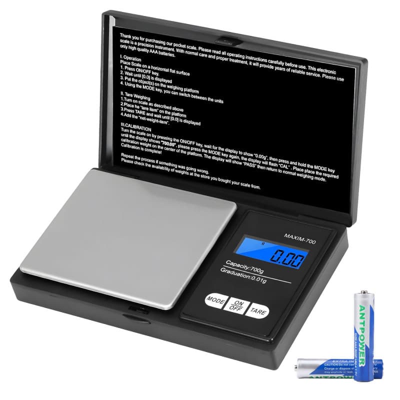 Vinabo Balance de précision 700 g / 0,01 g, poids de grammes, poids de cuisine, balance de poids en microns et grammes multifonc