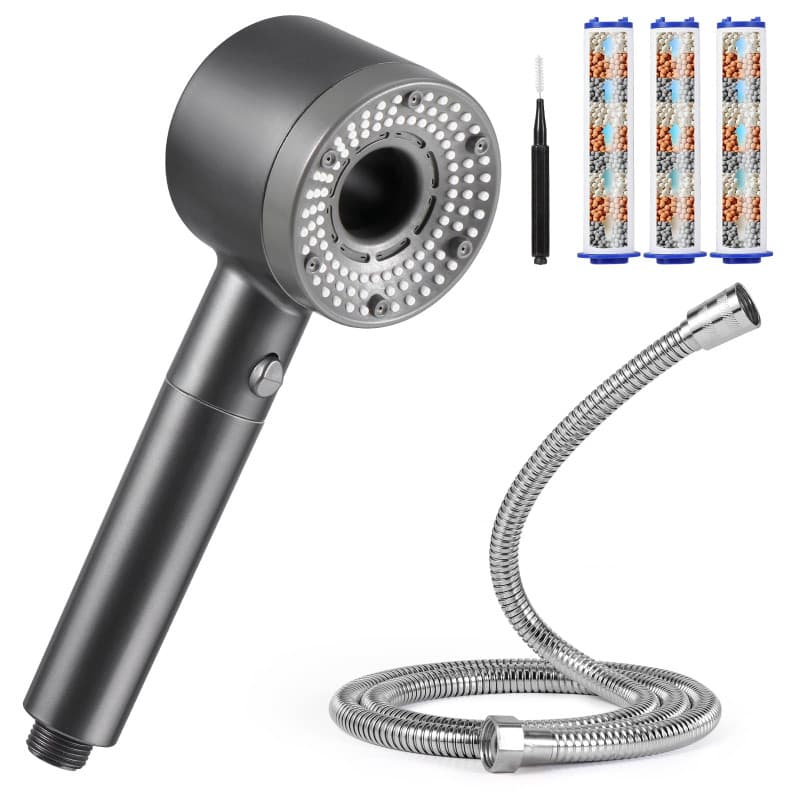 Blendura Pommeau de Duche Haute Pression, Pommeau de Duche Economie Deau avec Tuyau Douche 1.5M, Anti Calcaire Douchette avec Fi