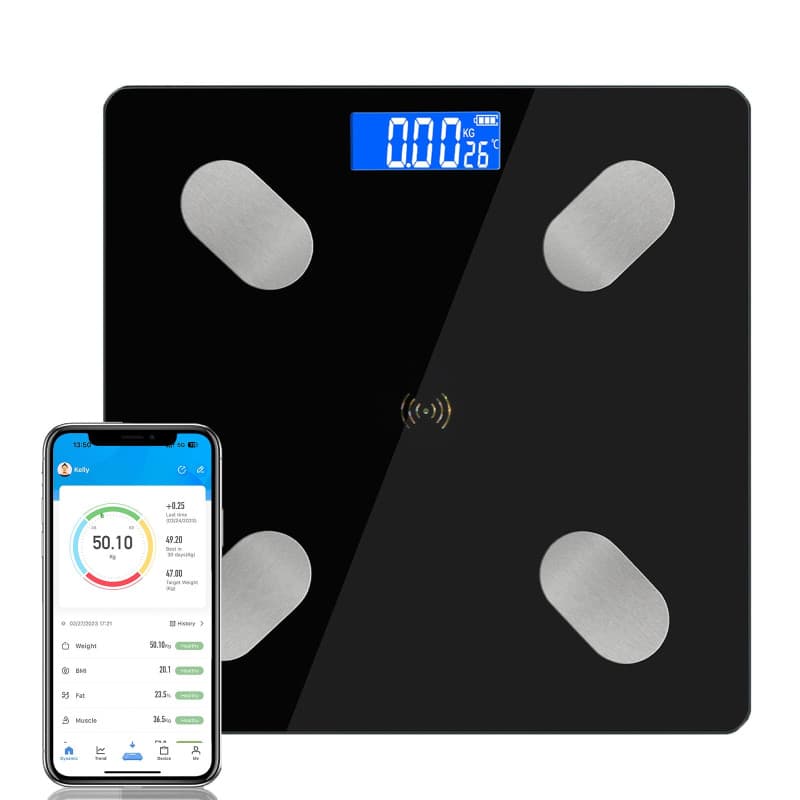 Diboniur Pèse-personne numérique avec graisse corporelle et masse musculaire avec application - Avec analyse de la graisse corpo