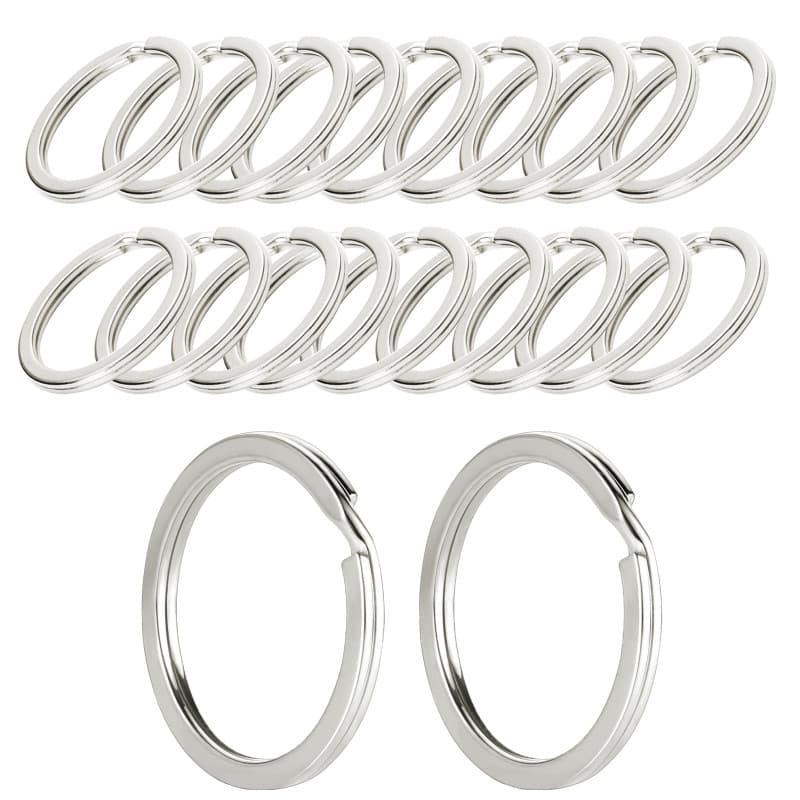 20 Pièces Anneaux Porte Clé 25mm,Métal Alliage Anneau Porte Clef,Anneau Plat,Anneaux Brisés,pour Clé de Maison,Clé de Voiture,DI