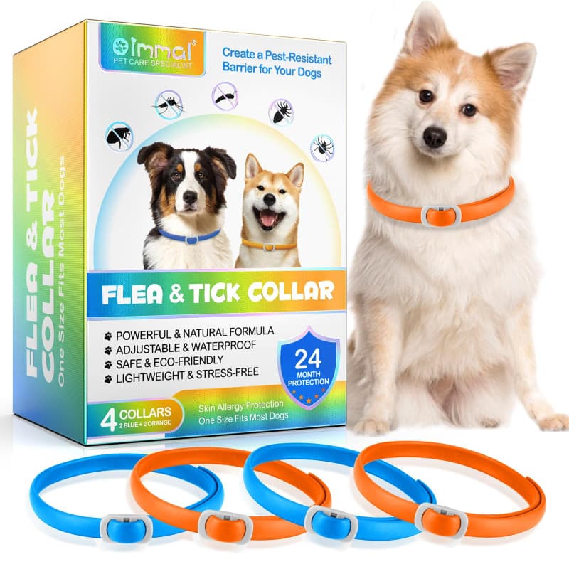 Collier Anti Puces pour Chien, 4 Pièces Anti Tiques pour Chien, Réglable et Imperméable, Sûr et Naturel, Longueur 60cm, Protecti