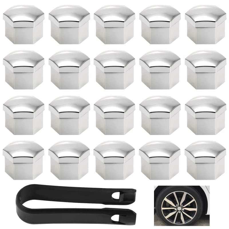 N/S MoK 20 Pièces Cache Ecrou 17 mm, Ecrou Couvre avec Outil Demontage, Écrou de Roue de Jante Cache, pour Voitures, Capuchon de