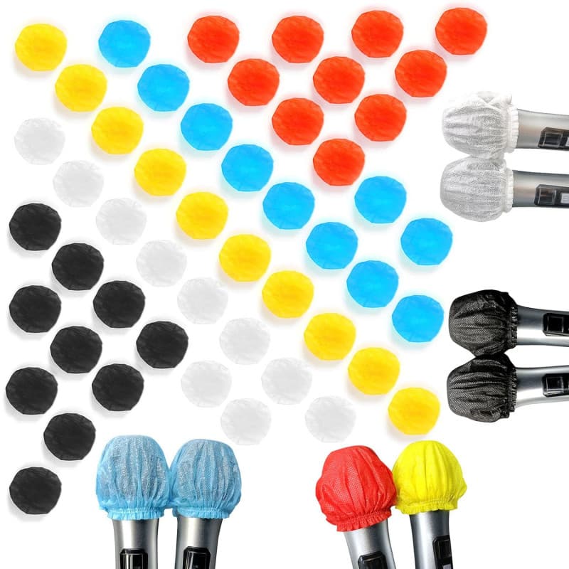 50 housses de microphone hygiéniques jetables en tissu non tissé, adaptées à la plupart des microphones portables pour karaoké,
