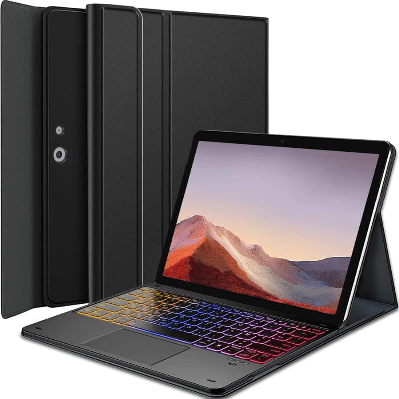 Nanhent Rétroéclairé Clavier Coque pour Microsoft Surface Pro 7/7+/6/5/4/3 12.3 Pouces, Smart Touchpad, AZERTY Français Amovible