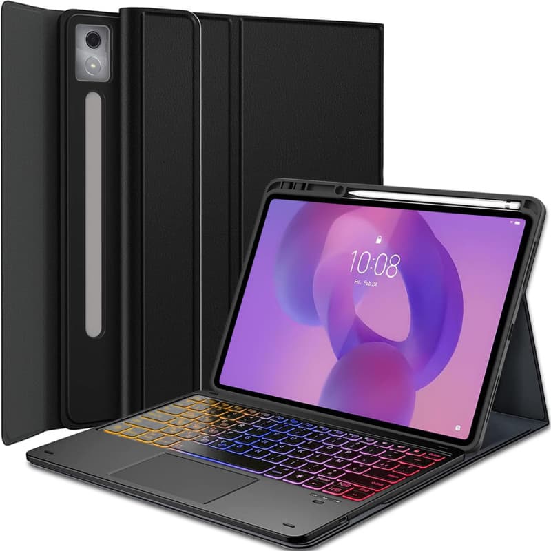 Nanhent Rétroéclairé Clavier Coque pour Lenovo Idea Tab Pro 12.7 Pouces 2025 TB-373FU TB-375FC, Smart Touchpad, AZERTY Français