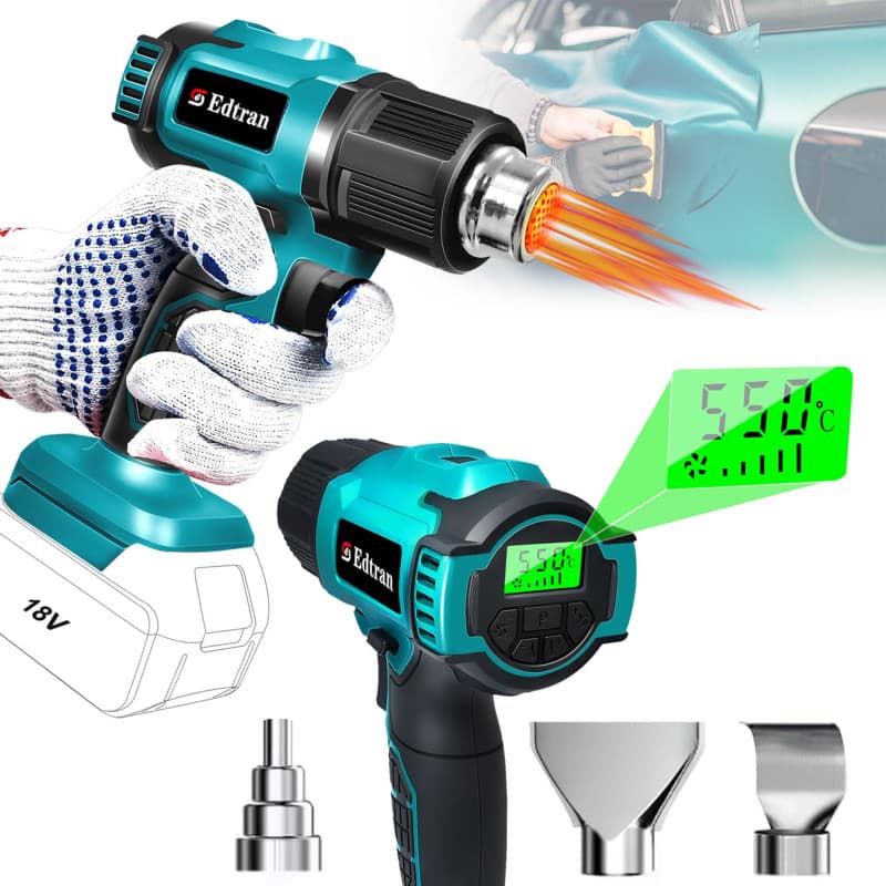 Decapeur Thermique Sans Fil pour Batterie Makita 18V,350W 122 ℉-1022 ℉ Pistolet à air chaud à Chauffage Rapide Avec Affichage Nu