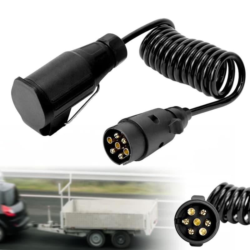 mizikuu Rallonge Remorque, 2M Cable Remorque 7-7Pin Rallonge Spirale Spirale câble Câble Adaptateur 12V Câbles D'extension pour