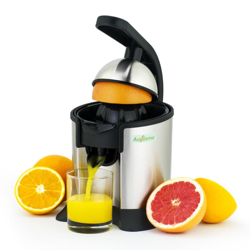 Augosma Presse-agrumes électrique de haute qualité, adapté aux oranges, citrons et pamplemousses, acier inoxydable brossé, facil