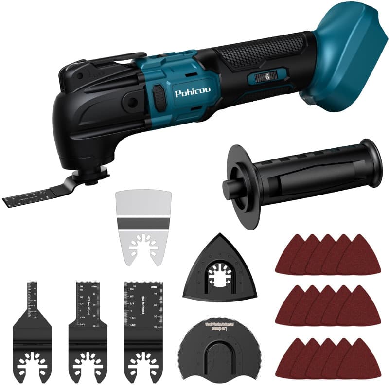 Outil Multifonction Oscillant Sans Fil, Scie Oscillante pour Makita 18V Batterie, Multitool à 6 Vitesses Réglables, Scie Multifo
