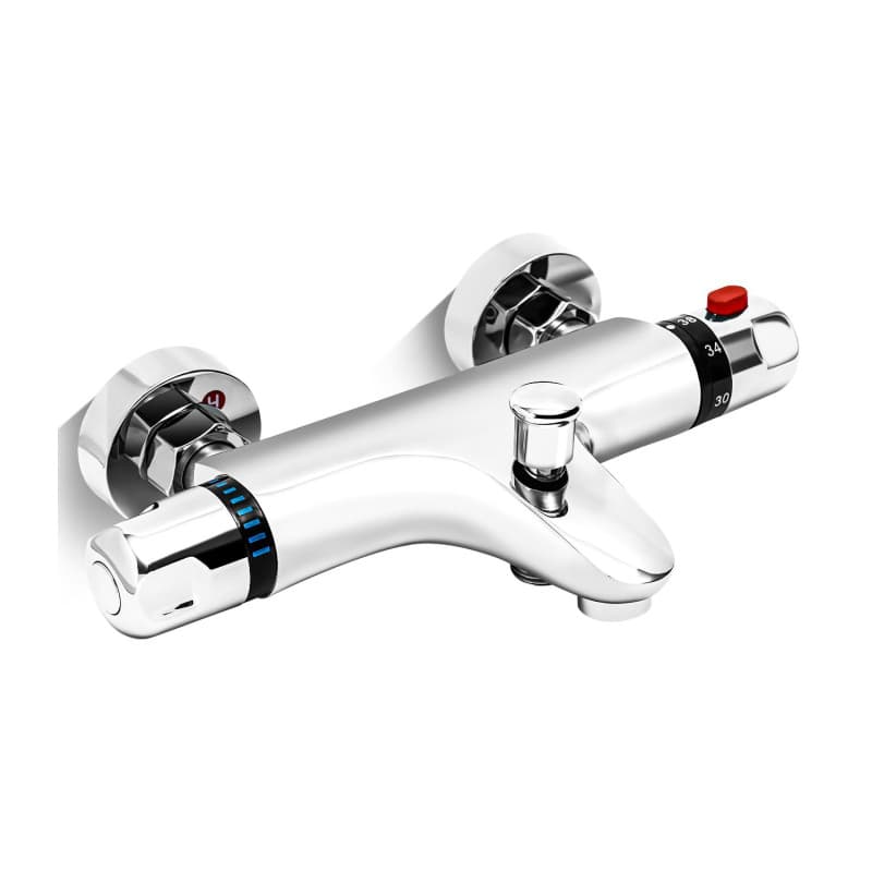 Mitigeur Douche Thermostatique, Mitigeur Baignoire Thermostatique, Mitigeur/Robinet Douche Thermostatique en Laiton avec Bouton