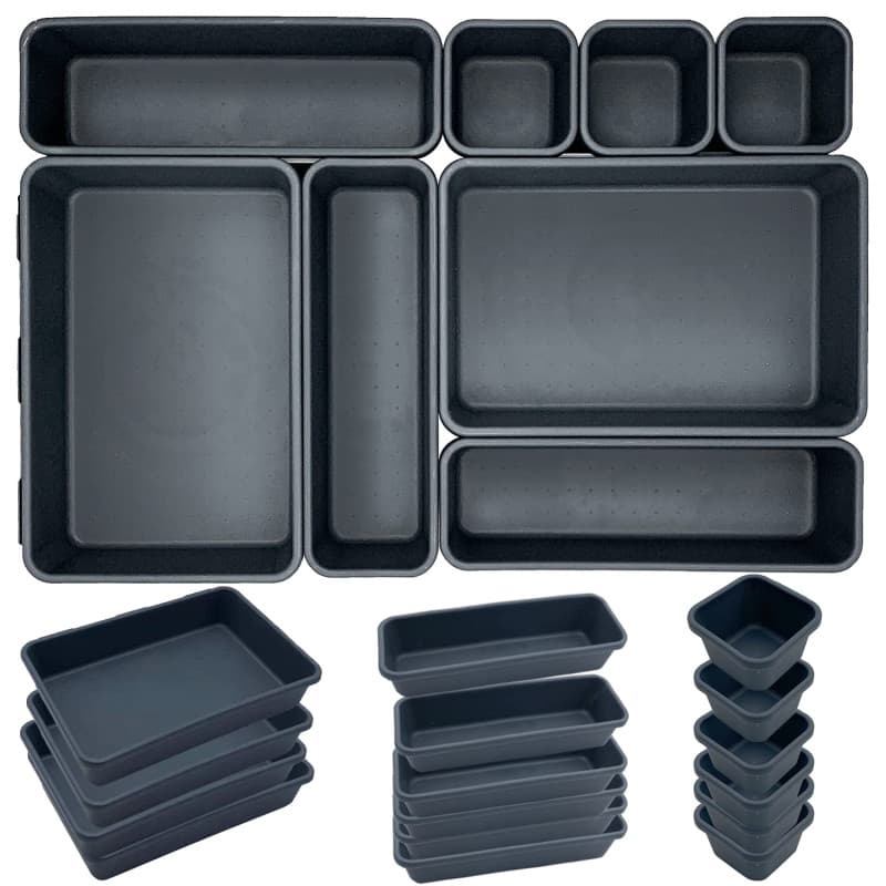 JinPhon Lot de 24 Organisateur Tiroir Cuisine Plateaux Rangement de Tiroir Séparateurs de Tiroir en Plastique Très Profond, Form
