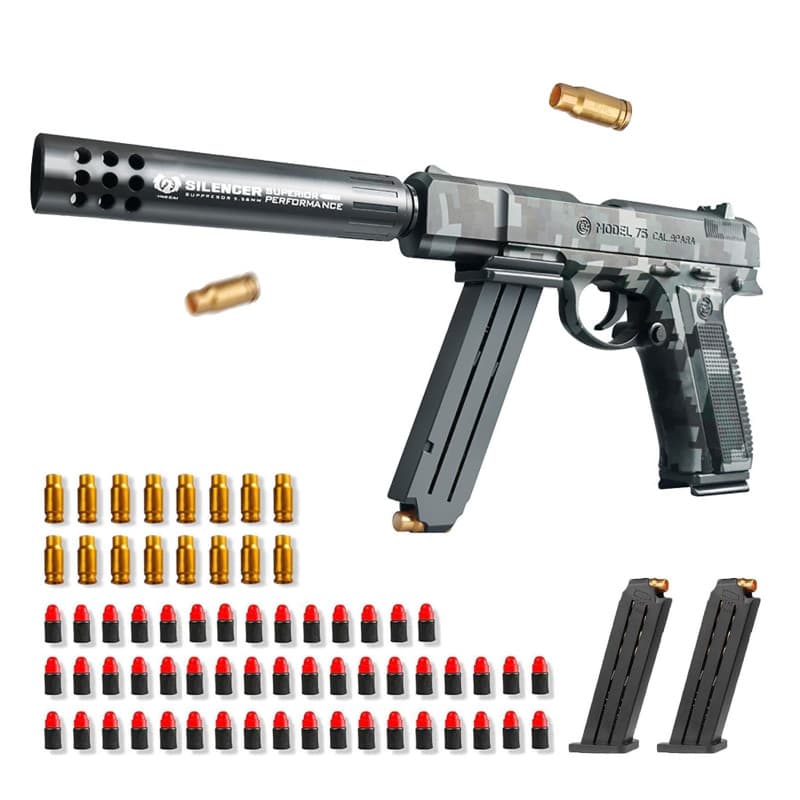 SK MISS Pistolets Jouet, Pistolet Enfants avec éjection Balles Souples, Jouet Blaster en Mousse, Pistolet à Bille EVA Modèle de