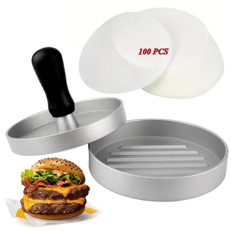 Presse à hamburgers avec 100 papiers antiadhésifs, fabricant antiadhésif de steaks de viande pour la réalisation de BBQ, de cuis