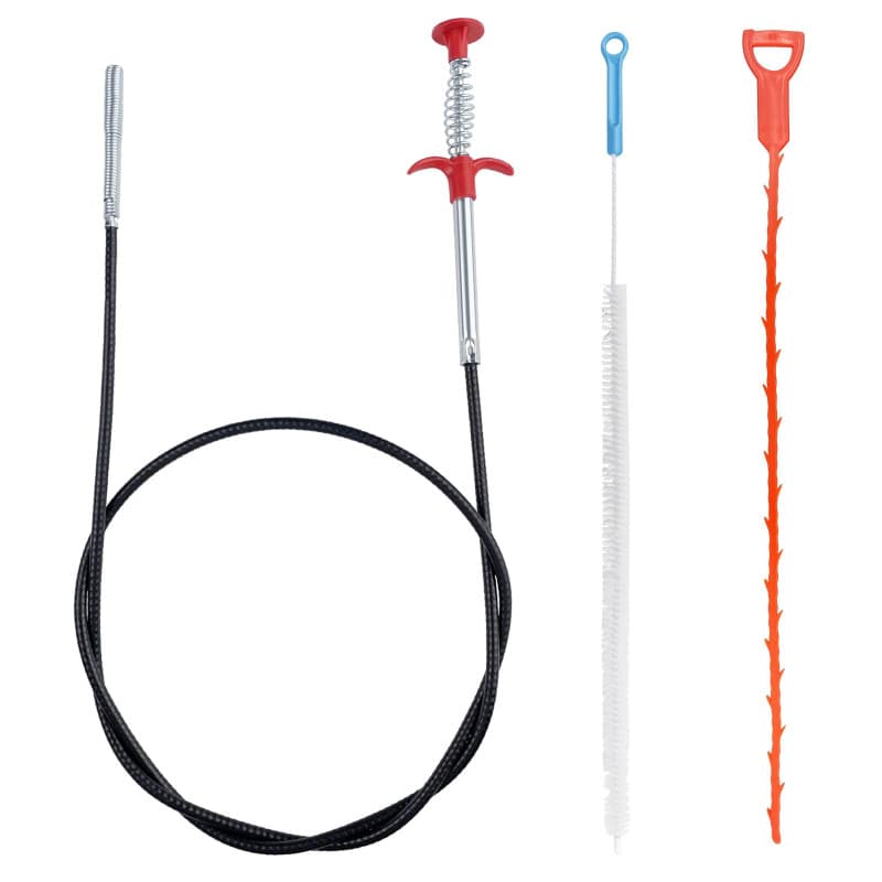 Fousenuk Lot de 3 Deboucheur Canalisation, Furet Deboucheur Evier Professionnel, Plomberie WC, Kit Debouchage Cheveux Douche Pin