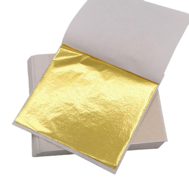 ILantule 100 Feuilles Imitation Feuille d'or pour Projet d'art décoration Artisanale,Feuille D'or Imitation,Décoration de Ongles