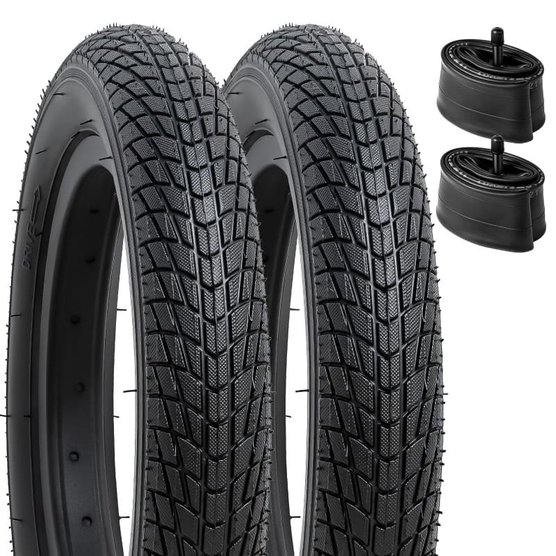 YunSCM Lot de 2 12 Pouces vélo Enfan Pneu 12 1/2x2 1/4 (12.5x2.25) et Lot de 2 12 Pouces Chambres à air 12 1/2x2 1/4 AV32mm Valv