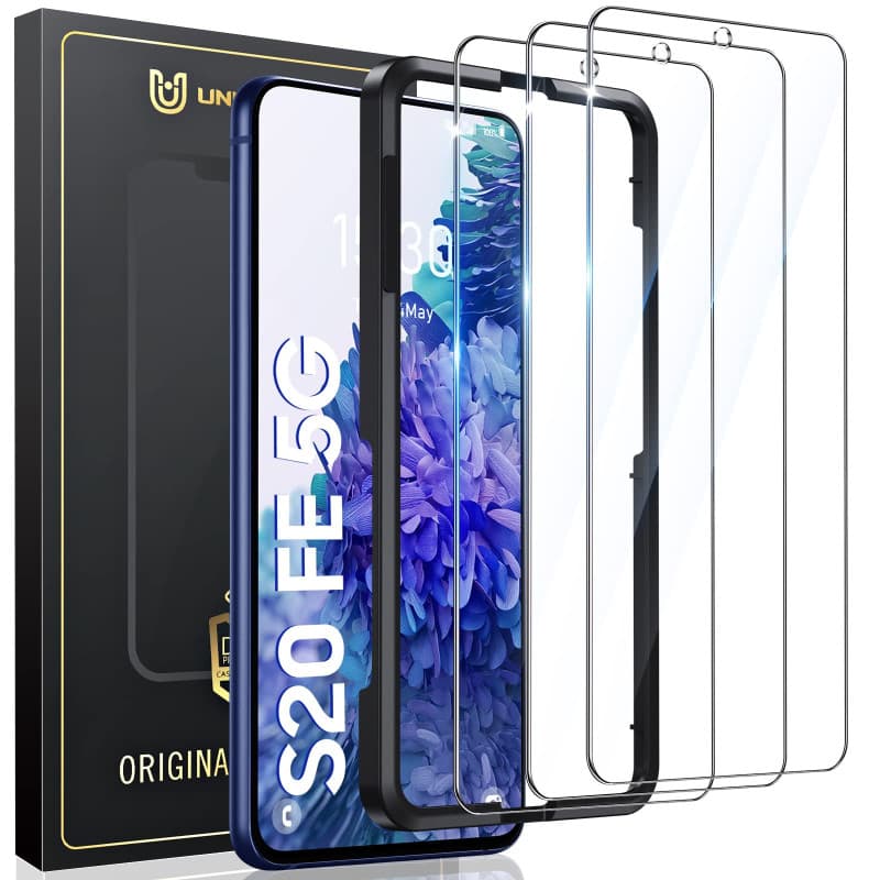 UniqueMe 3 Pièces Verre Trempé pour Samsung Galaxy S20 FE Protection Ecran,Protection de Positionnement,HD Transparent,Compatibl