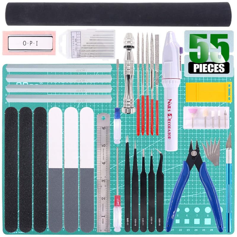 Keadic Lot de 55 outils de modélisation professionnels de base pour loisirs créatifs, kit d'outils de construction Gunpla, kit d