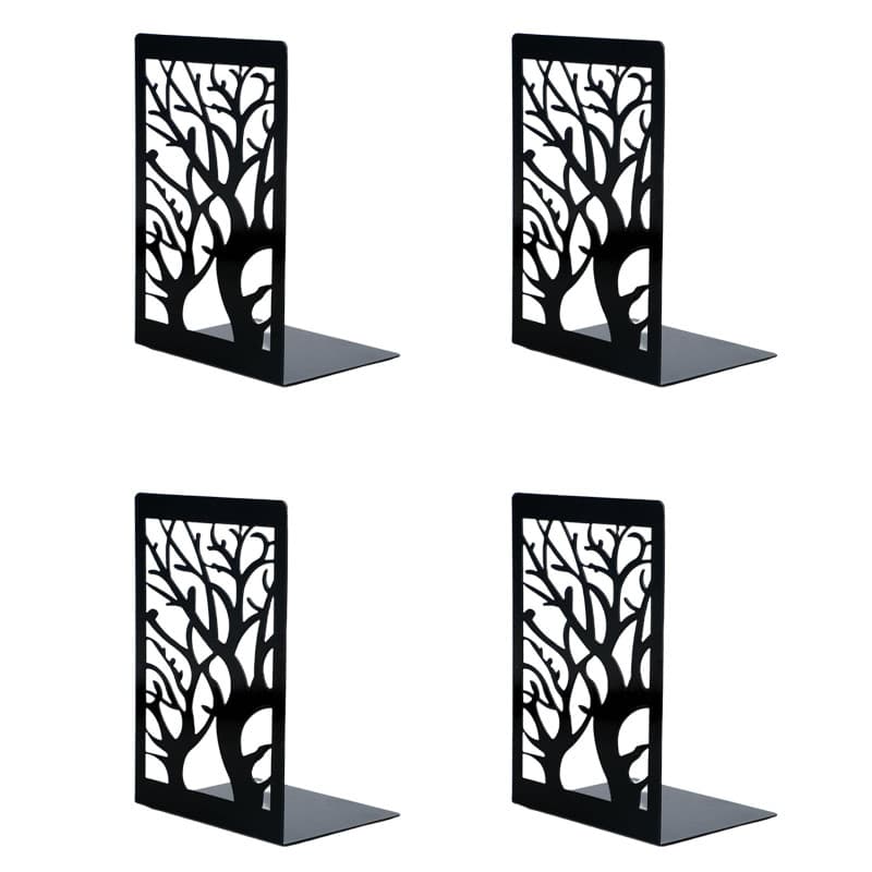 Wenrescry 2 Paires Serre-Livres Métal Antidérapant - Lot de 4 Pièces, Organisateur Livres pour Étagères, Presse-Livres Robuste p
