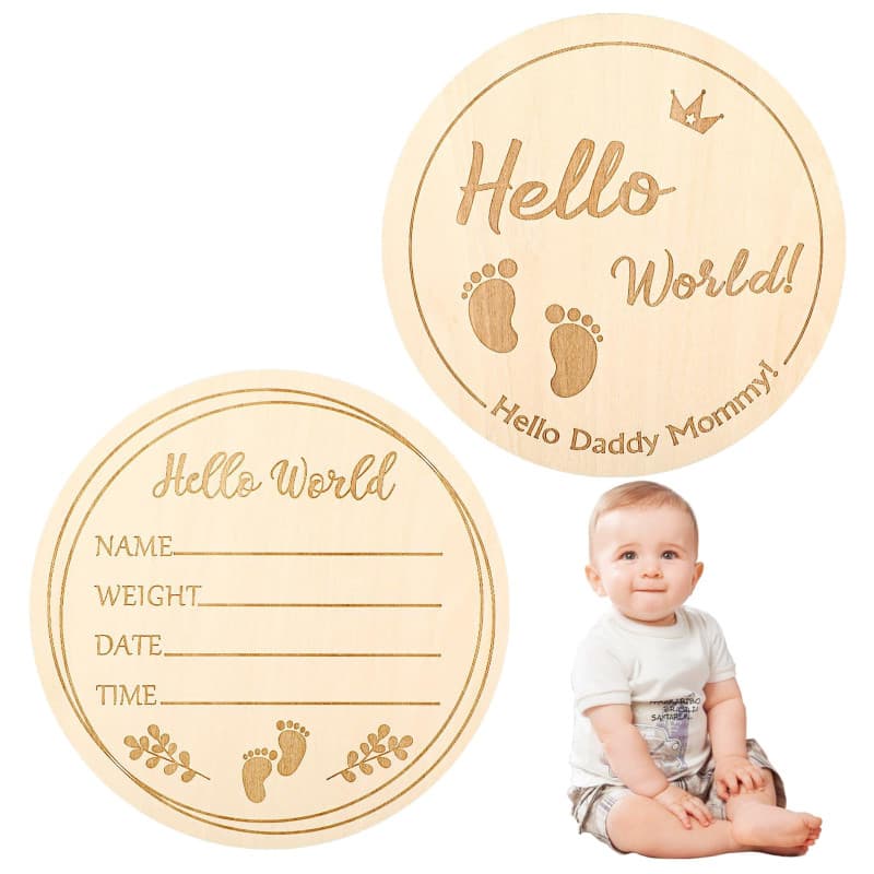 Panneau D'annonce de Bébé en Bois rond de 10 cm, Idéal pour les Photos de Baby Shower, la Décoration Murale de la Nurserie, Hell