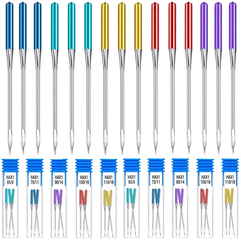 Aiguilles de Machine à Coudre 30Pcs, Universelles Régulière Standard Aiguilles en Métal avec Bouteilles 65/9, 75/11, 90/14, 100/