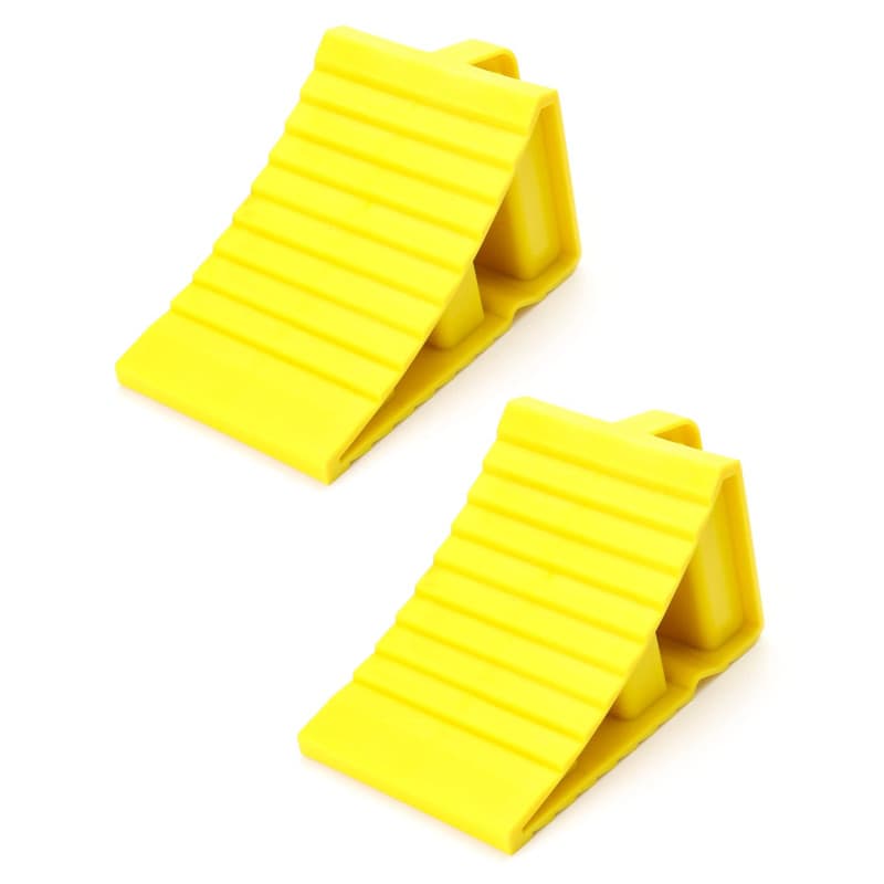 QWORK® 2 Pièces Cale De Roue Plastique, Cales De Remorque, Adaptées Aux Remorques De Caravane, Jaune