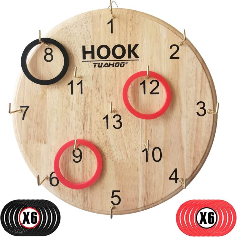TUAHOO Jeu d'Adresse en Bois pour intérieur et extérieur, Anneau Toss Jeu pour Enfants et Adultes, Jeu de Lancer fêtes de Jardin