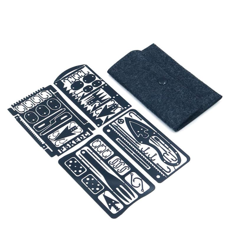 Namvo Lot de 4 cartes de survie faites à la main en acier inoxydable pour la pêche, le camping, la randonnée, la chasse, les urg