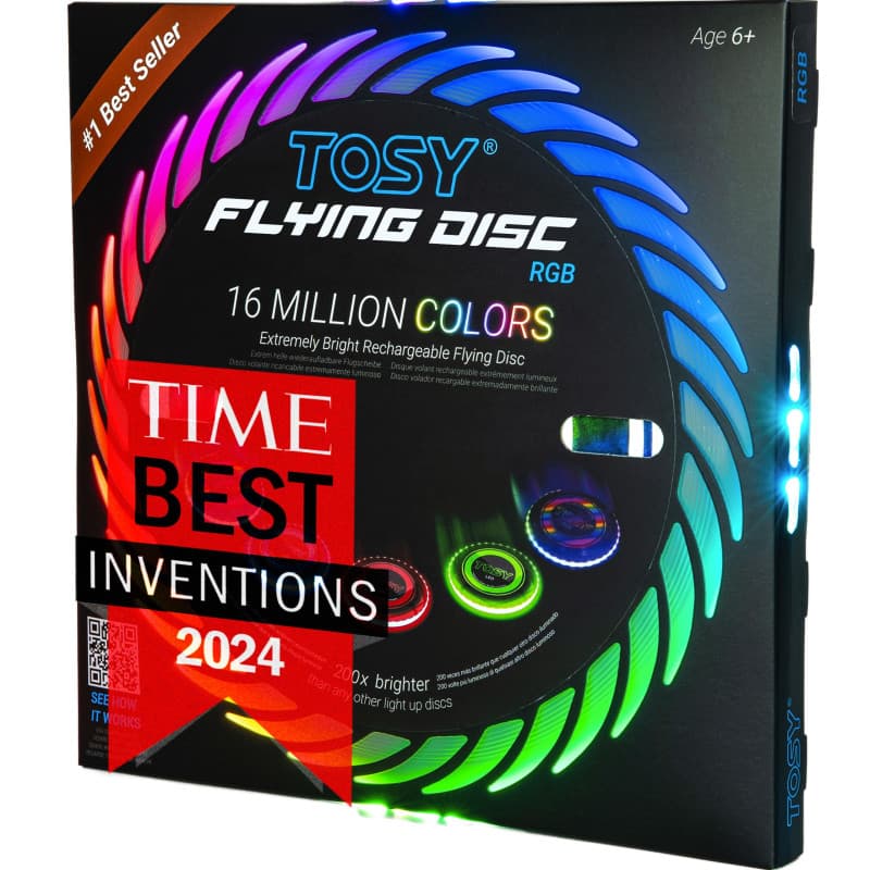 TOSY Disque Volant 16 Millions de Couleurs RVB ou 36 LED, Lumineux, Modes Intelligents, Auto on/Off, Rechargeable, Anniversaire,