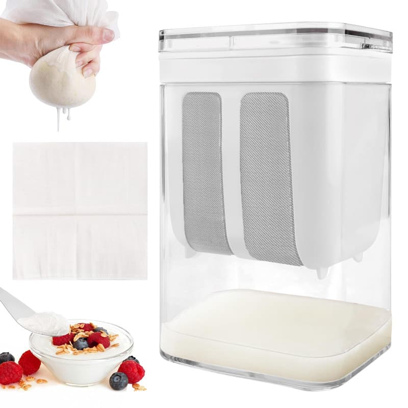 Byzesty Passoire à yaourt - Filtre à yaourt grec fait maison - Séparateur de yaourt et de lactosérum - Yaourtière - Yaourt - Fro