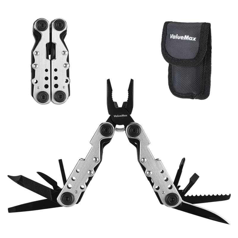 ValueMax Pince Multifonction en Acier Inoxydable 13 en 1, Couteau Multifonction, Multitool Parfait pour Extérieur, Camping, Rand
