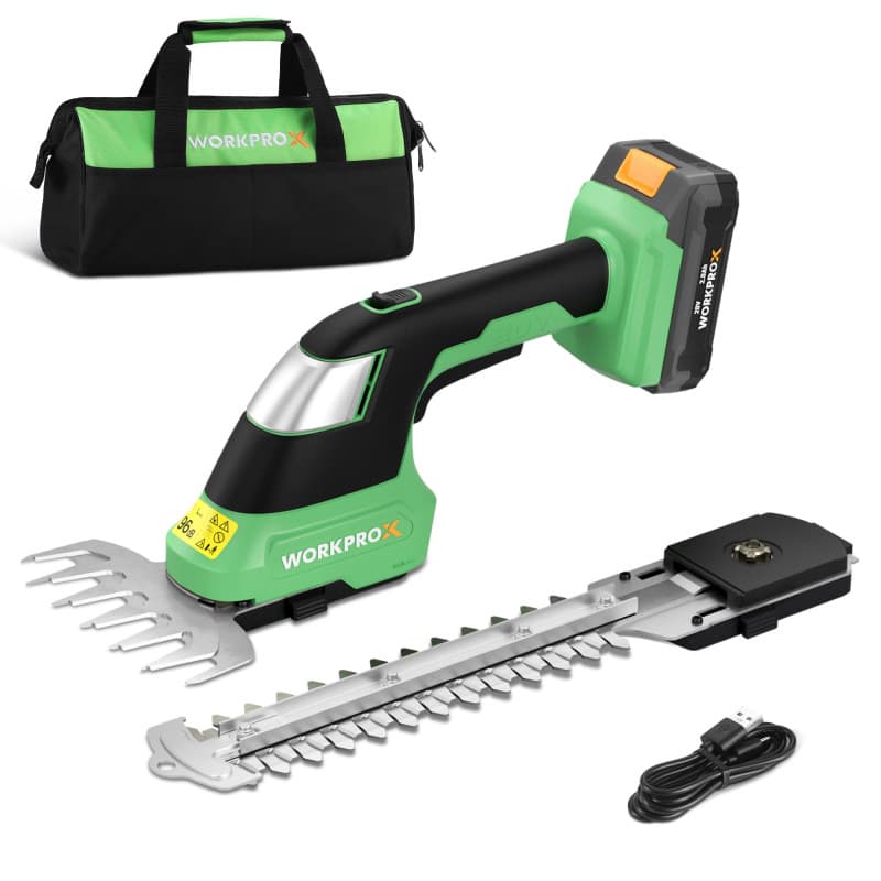 WORKPROX Cisaille Sculpte-Haie sans Fil 20V, Taille-Herbes Électrique avec Batterie 2,0Ah, Longueur/Largeur de Coupe 20 cm/14,5