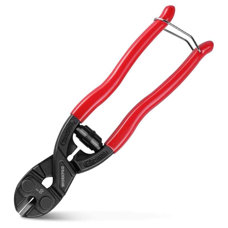 WORKPRO Mini Coupe-boulons 200 mm, Coupe-câble en Acier Allié Forgé au Cr-V, Capacité de Coupe 4 mm avec Ressort Télescopique, R