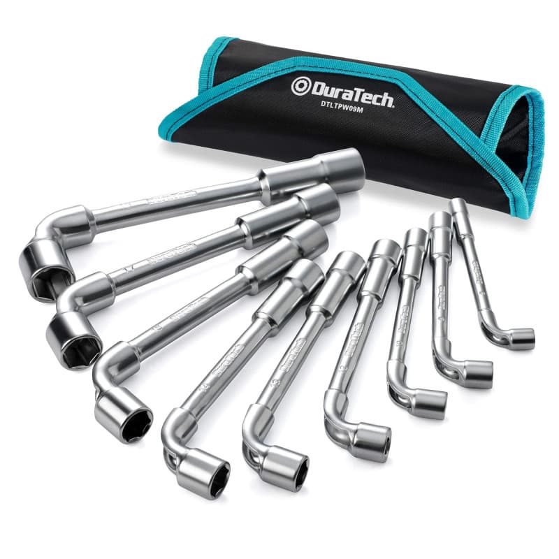 DURATECH Jeu de Clés à Pipe Débouchées, Métriques, 8, 9, 10, 12, 13, 14, 15, 17, 19mm, 9 Pièces, Empreinte 6 Pans, Matériau Robu