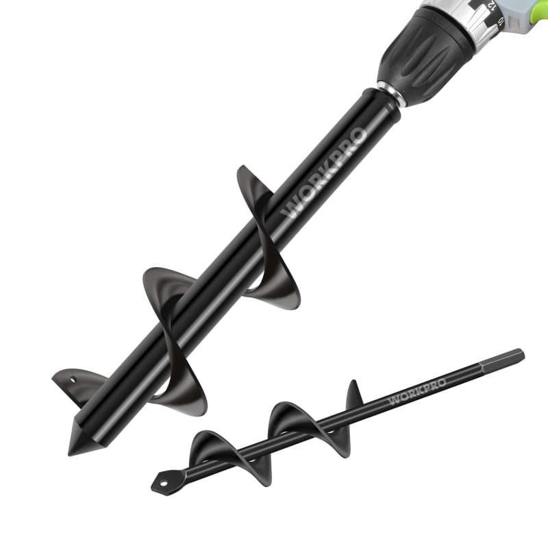 WORKPRO Mèche Jardin Tarière Ø 80 et Ø 40 mm 2 Pièces, Forets de Jardin en Spirale, Outil de Plantation Pratique pour Faire Rapi