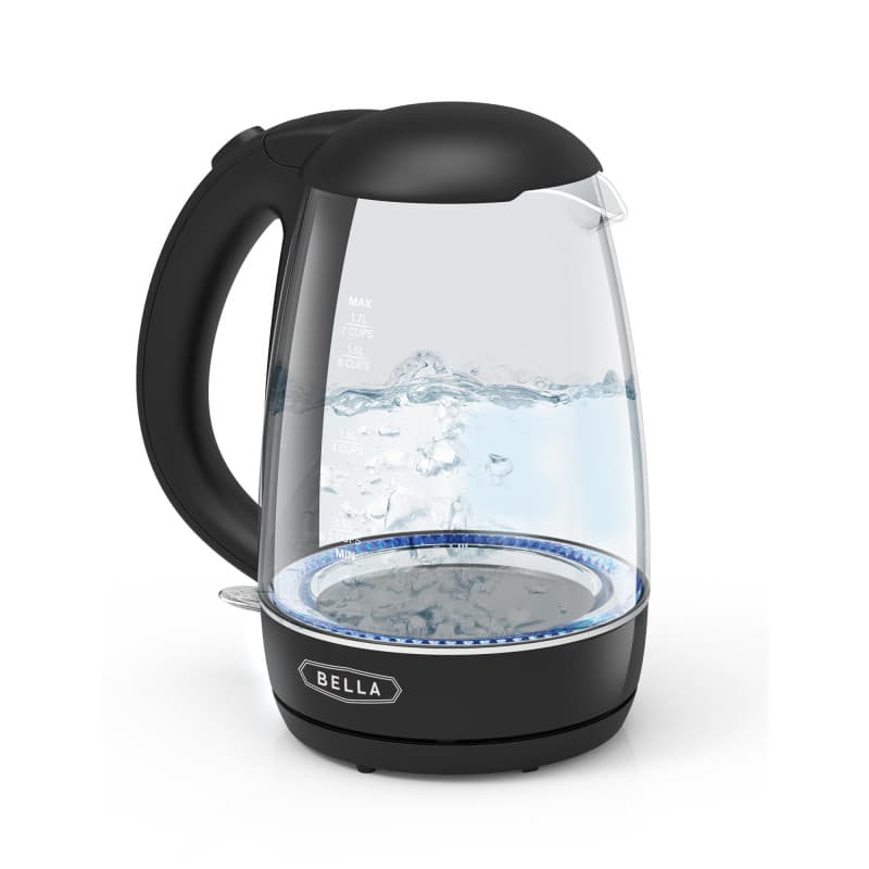 BELLA Bouilloire électrique, 1,7 l - Bouilloire en verre portable et sans fil avec éclairage LED changeant de couleur, fonction