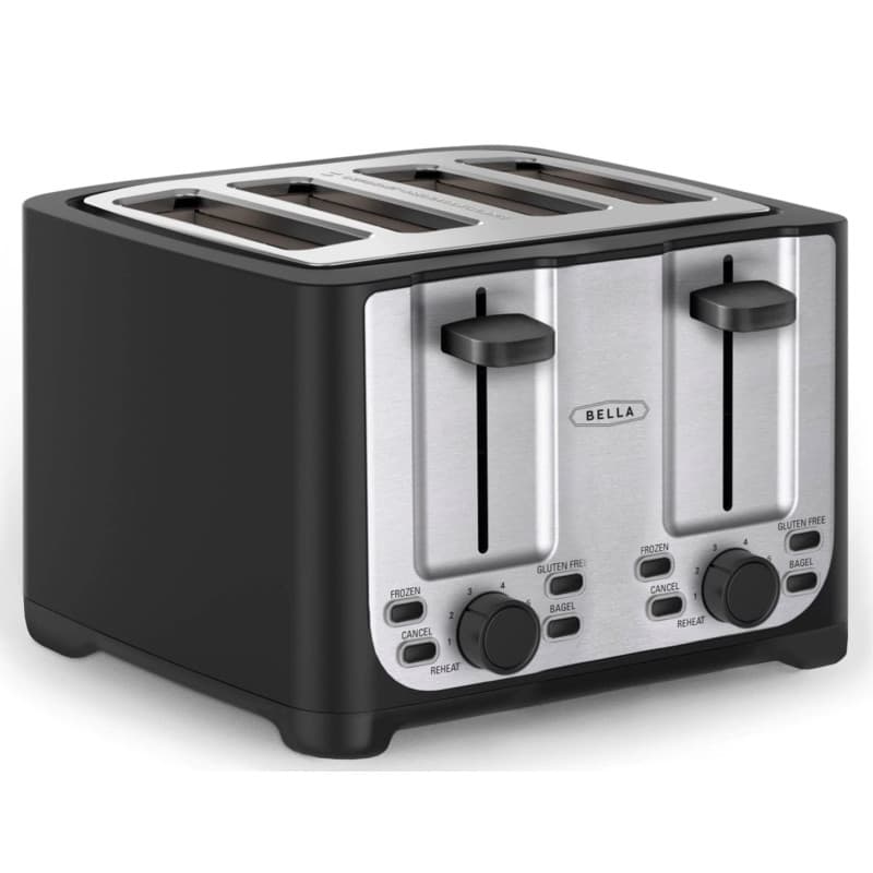 BELLA Grille-pain 4 Tranches avec Arrêt Automatique, Fentes Extra Larges et Ramasse-miettes Amovible, Fonction d'Annulation, de