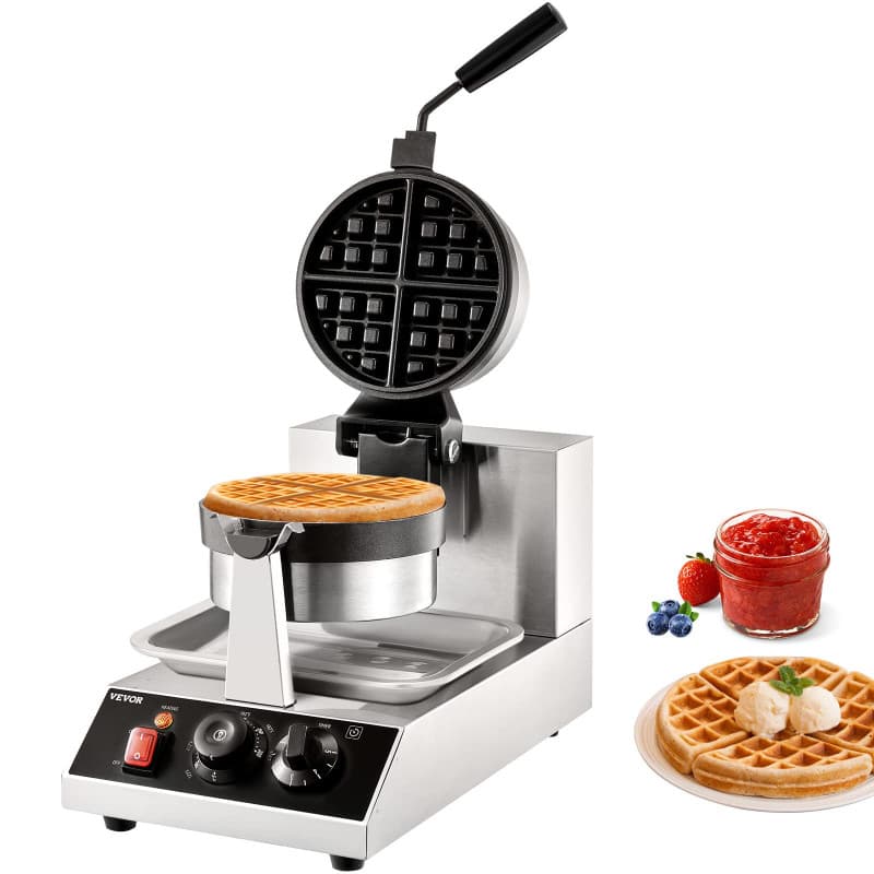 VEVOR Gaufrier Électrique 1300 W Moule 190,5x190,5x20 mm Machine à Gaufres avec Revêtement Anti-Adhésif Appareil à Croque-Monsie