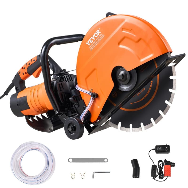 VEVOR Scie à béton électrique, 356 mm, scie circulaire puissance élevée 2800 W profondeur de coupe 127 mm scie à disque humide/s