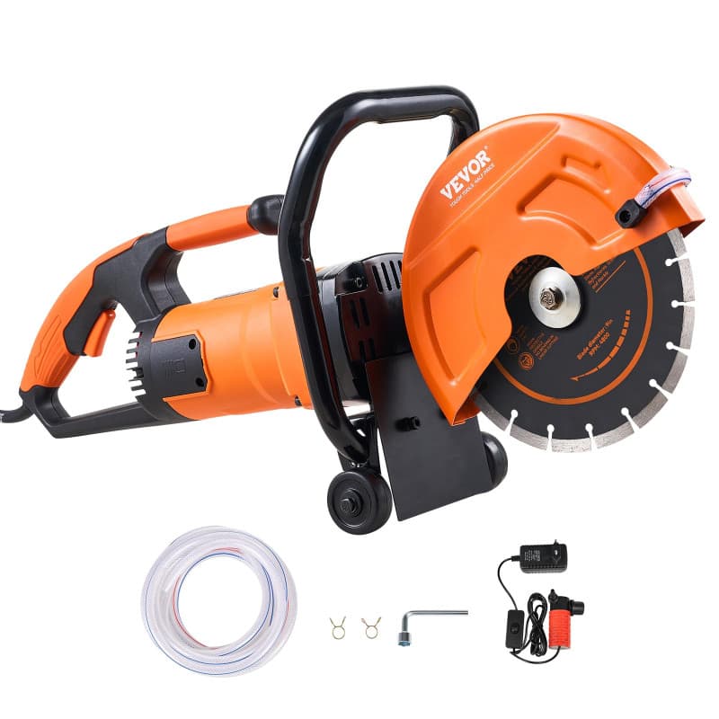 VEVOR Scie à béton électrique, 230 mm, scie circulaire puissance élevée 2000 W profondeur de coupe 89 mm scie à disque humide/se