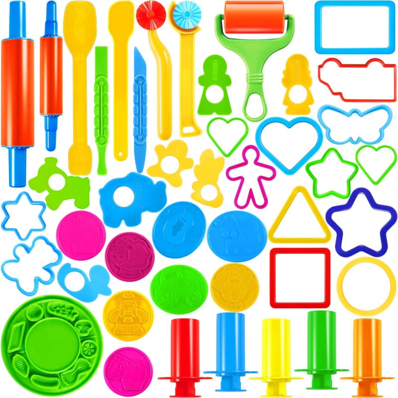 JOYIN Pâte à Modeler Accessoires 44 Pièces Dough Modeler Kit pour Enfants Emporte-pièces Moules Kit
