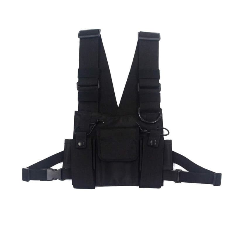 Longzhuo - Sacoche gilet - Poches pratiques - Réglable - Pour homme, Noir , L