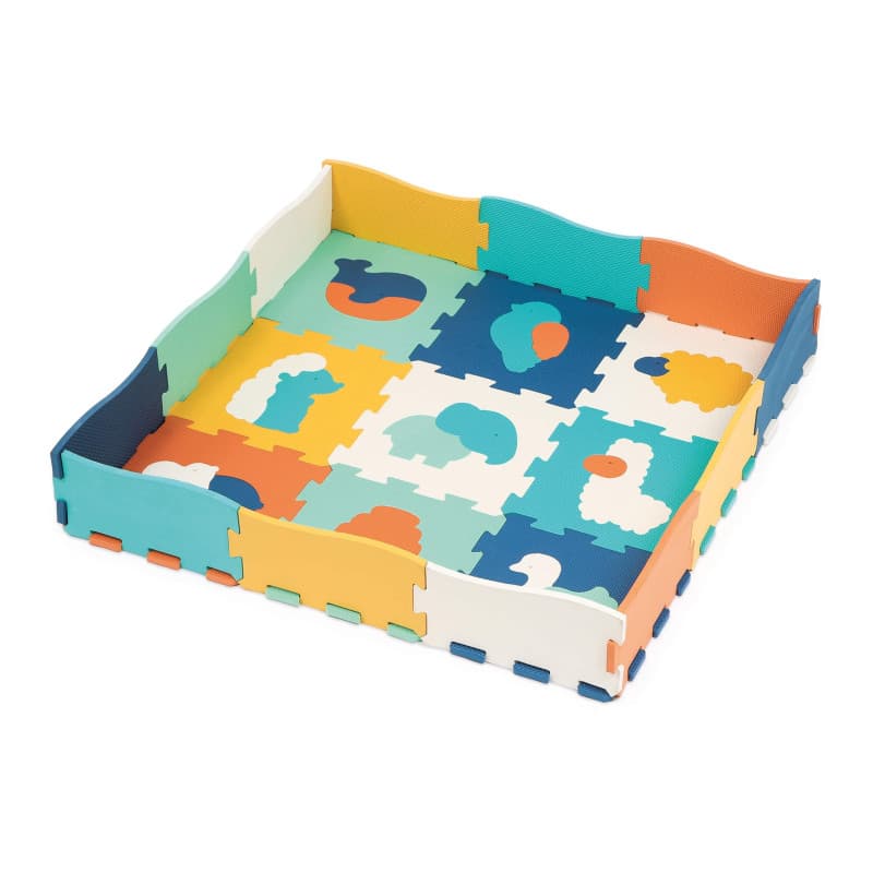 LUDI - Tapis Bords Et Coins - Jeu D'Encastrement - Éveil Bébé - Amortit Les Chocs, Isole Du Froid - Dès La Naissance - Développe