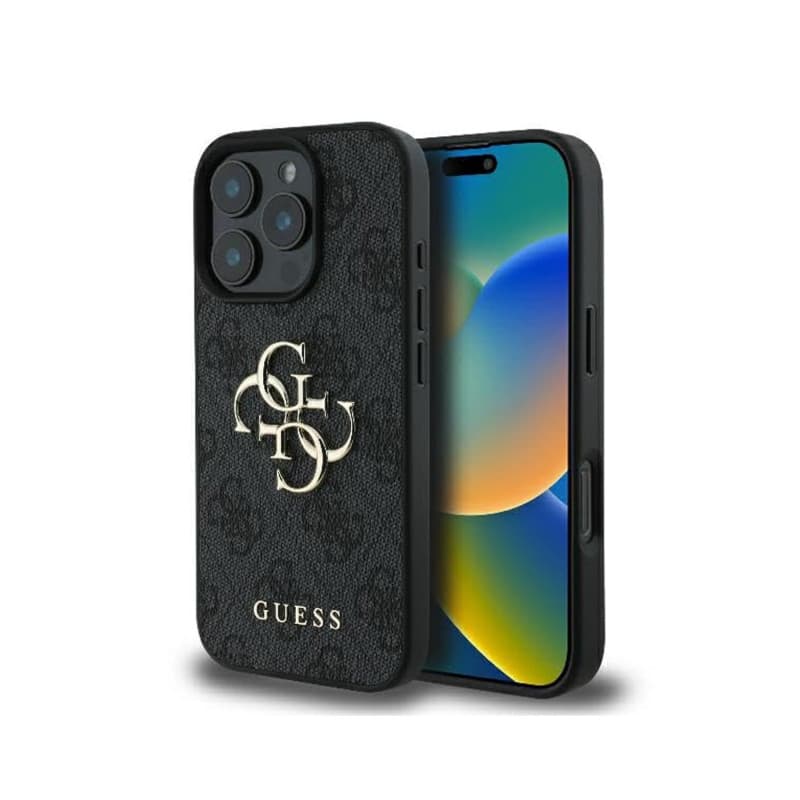 CG Mobile Guess GUHCP16L4GMGGR Coque pour iPhone 16 Pro 6,3" Noir Coque Rigide 4G Big Logo