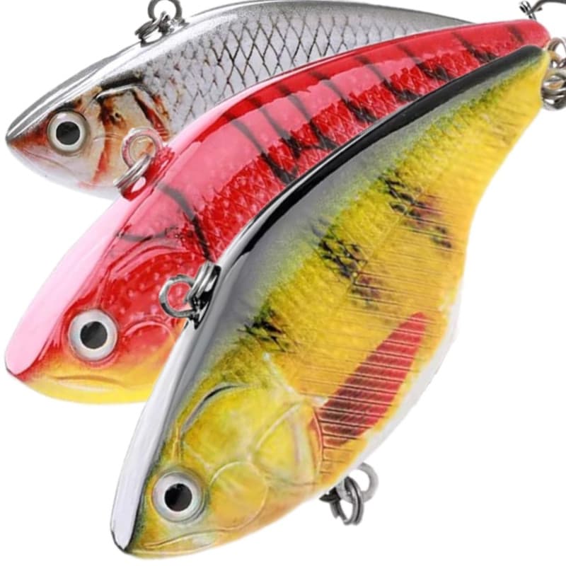 Lot de 3 Leurres Lipless Vibration - 6,8cm 18,5g - Couleurs Réalistes pour Pêche Carnassier : Brochet, Perche, Sandre, Truite -