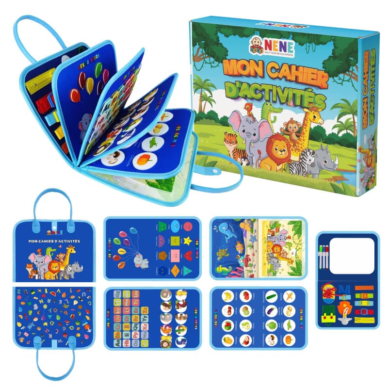 Nene Busy Board Montessori – Jouet éducatif 2 à 6 Ans garçon Fille – Planche d’activités sensorielle sans écran – Lettres, Chiff