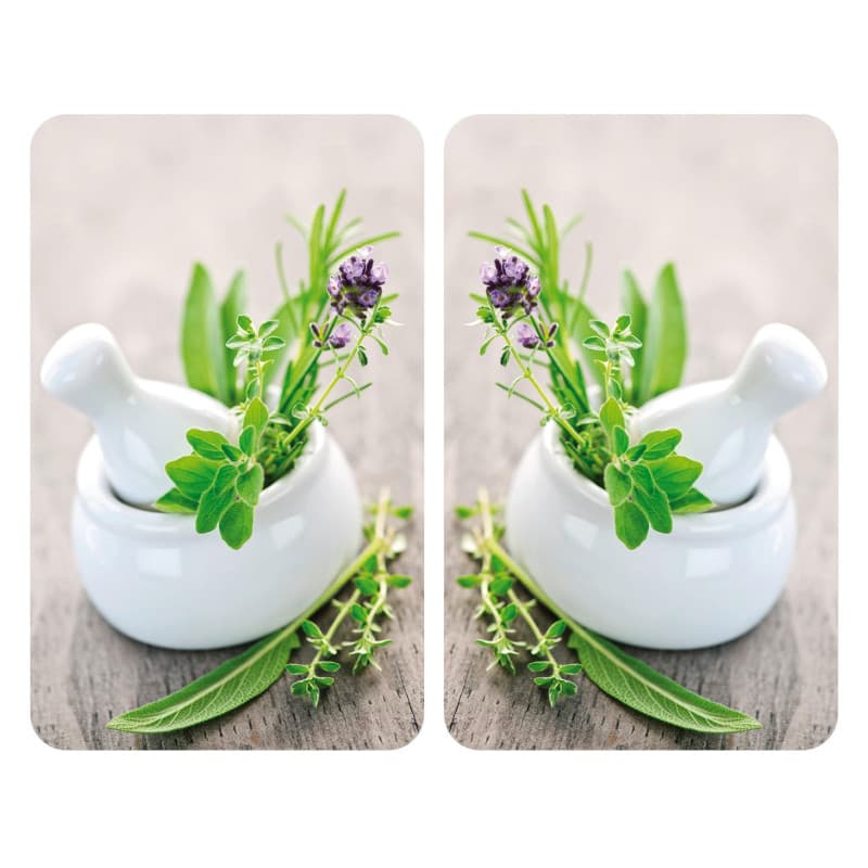 WENKO Plaque de Protection Cuisson en Verre trempé Herbes Lot de 2, Protection Tous Types de Plaque