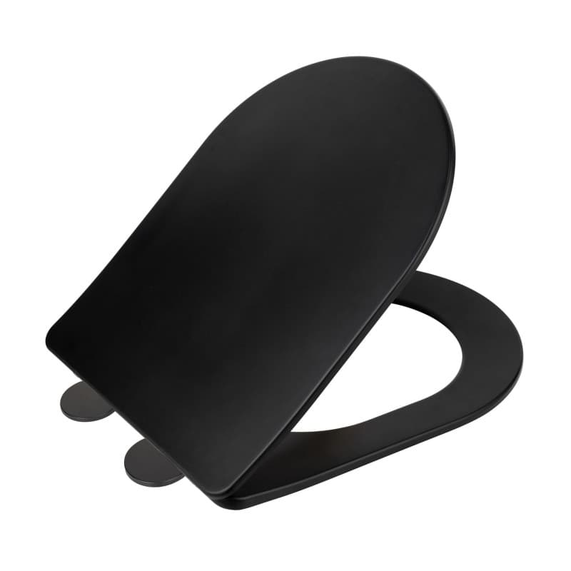 WENKO Abattant WC Galati noir mat | Abattant WC design avec descente amortie Soft-Close en Duroplast | Ultraflat et hygiénique |