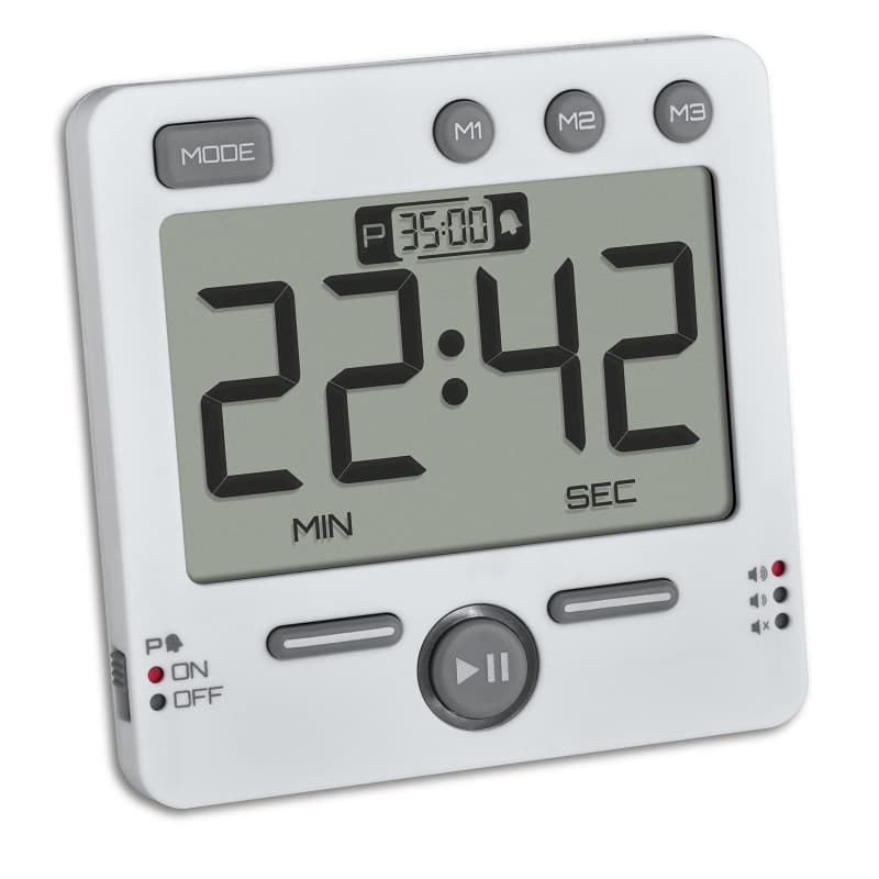 TFA Dostmann Minuteur et chronomètre numérique 99HOURS, 38.2049.02, 3 volumes, minuterie de Cuisine, Table gastrique, avec LED d